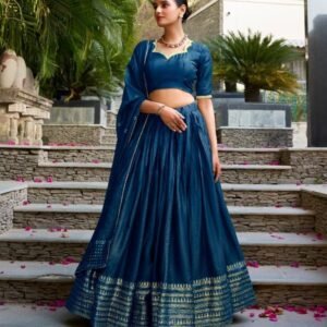 Rama Pure Chanderi With Zari Weaving Work Border Lehenga Choli