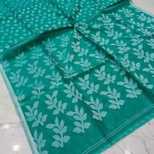 Rama Purple Pearl Print Jharapata Muslin Cotton Soft Jamdani Saree