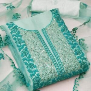 Rama Sequense Work Organza Dress Material