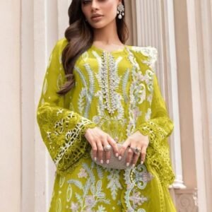 ramsa organza embroidery ready made suit by fab funda