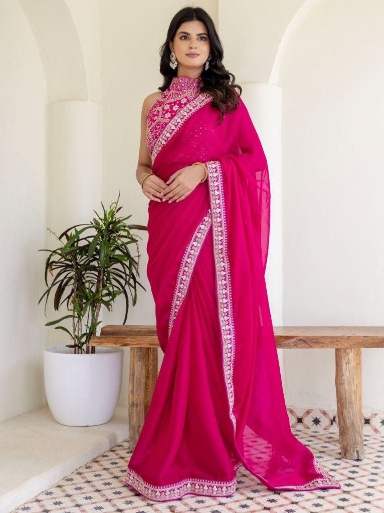 rangoli silk rani pink embroid 1766471422 Rangoli Silk Rani Pink Embroidered Border Saree