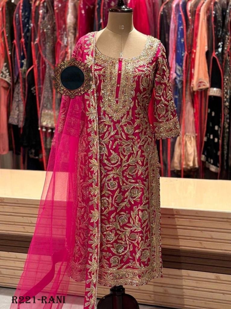 rani beautiful wedding embroid 1722937778 Rani Beautiful Wedding Embroidered Georgette Suits Set