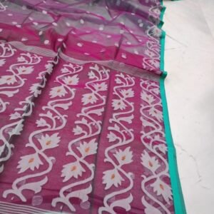 Rani Designer Muslin Jamdani Saree