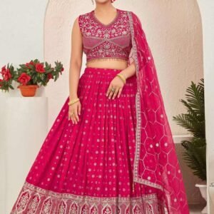 Rani Pink Embroidered Readymade Lehenga Choli