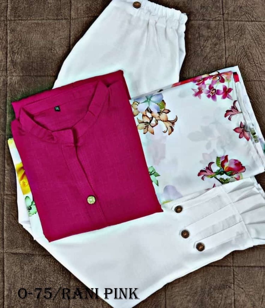 rani pink kurti with crepe fab 1724418262 Rani Pink Kurti With Crepe Fabric Dupatta