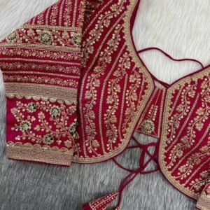 Rani Pink Long Sleeve Heavy Embroidery Bridal Work Blouse