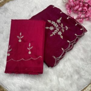 Rani Pink Silk Saree With Sequence Work