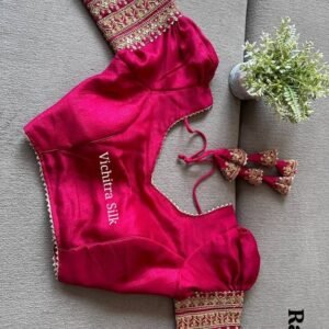 Rani Readymade Vichitra Silk Blouse With Puff And Gota Less
