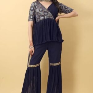 Ravishing Royal Rich Sharara Set With Pleated Top