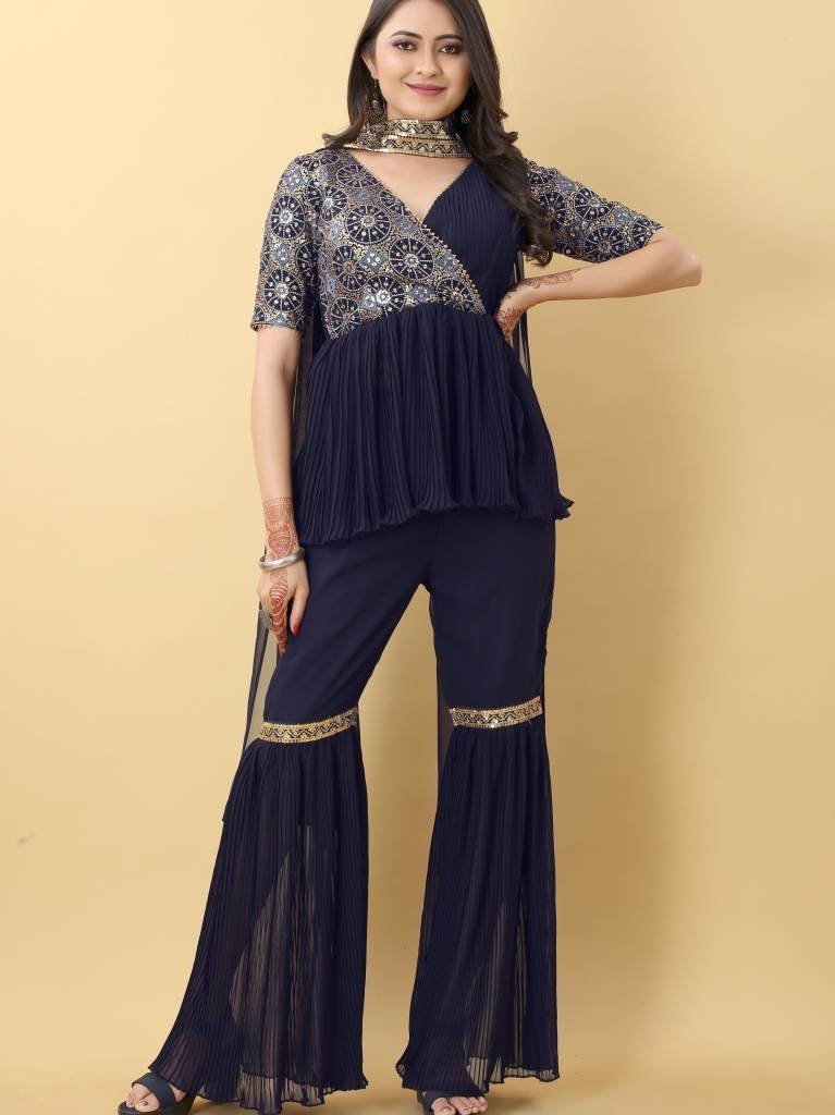 ravishing royal rich sharara s 1712312106 Ravishing Royal Rich Sharara Set With Pleated Top