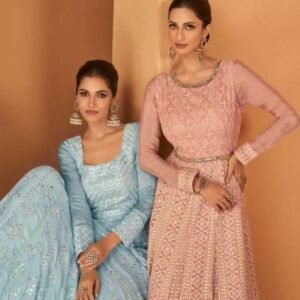 real georgette anarakali suit with embroidery work aarya catalog by sayuri designer