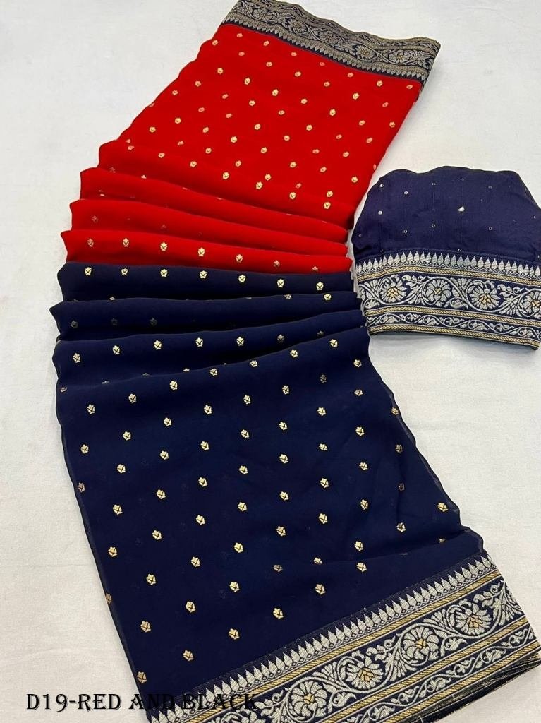 red and black color heavy geor 1717828091 Red and Black Color Heavy Georgette Saree With foil print