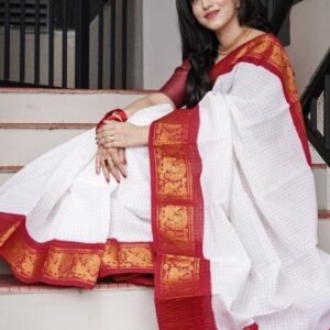 Red Attractive Soft Lichi Silk Saree With Jacquard Border