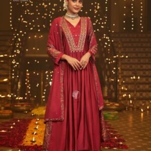 Red Color Viscose Kurti Palazzo and Dupatta by AF