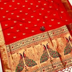 Red Designer Kanchipuram Paithani Silk Saree