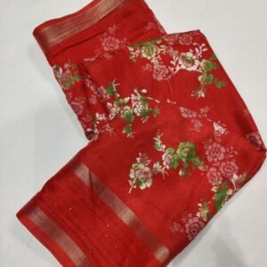 Red Fancy Sequins Crape Silk Saree