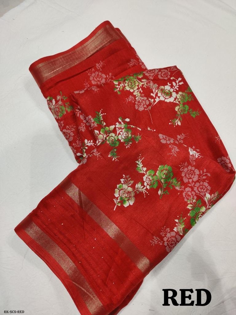 red fancy sequins crape silk s 1716469315 Red Fancy Sequins Crape Silk Saree