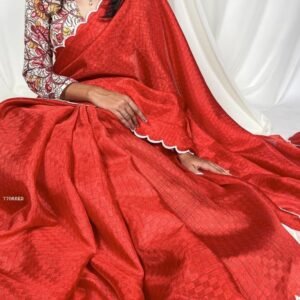 Red Gadwal Checks Arca Work Saree