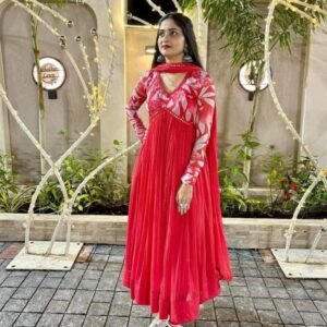 Red Valentine Alia Cut Chiffon Kurtis