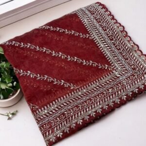 Red Party Wear Embroidery Organza Silk Saree
