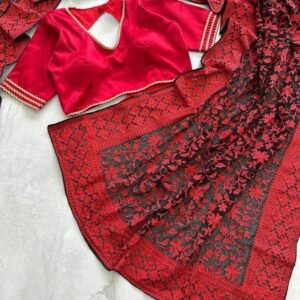 Red Party Wear Embroidery Work Georgette Saree