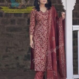 Red Pure Cotton Kurti Pant Set By Fab Funda