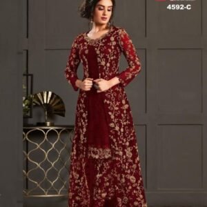 Red Sequence Work Vaishnavi Net Suit Set