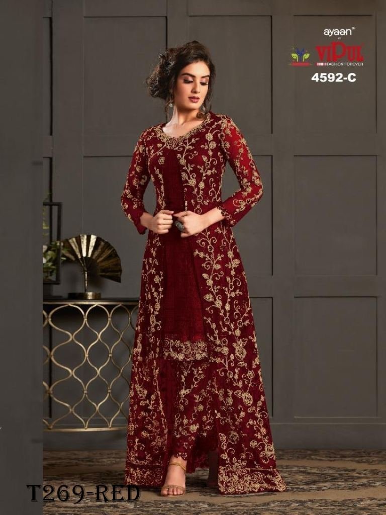 red sequence work vaishnavi ne 1721739362 Red Sequence Work Vaishnavi Net Suit Set