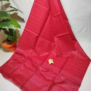 Red Striped Kota Viscose Silk Saree