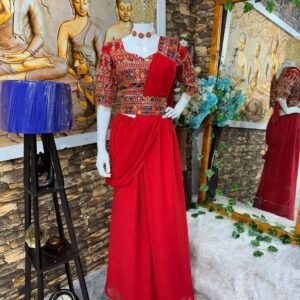 Red Uniqe Georgette Sequence Sharara Suits With Blouse And Dupatta