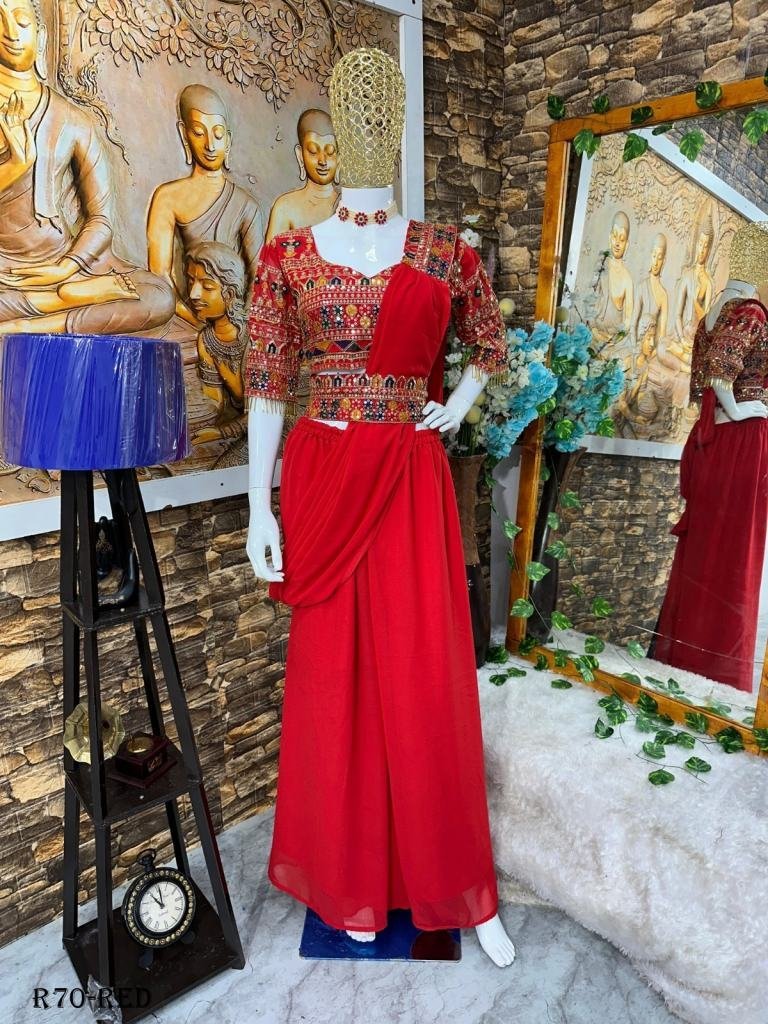 red uniqe georgette sequence s 1718625765 Red Uniqe Georgette Sequence Sharara Suits With Blouse And Dupatta