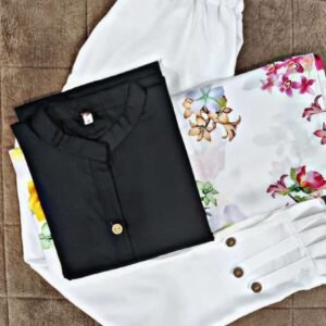 Regular Wear Cotton Black Kurtis with Dupatta