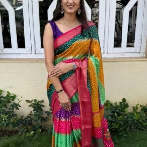 Regular Wear Fancy Pink Bandhej Print Leheriya Saree