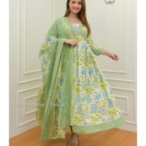 Reyon cotton with Beautiful Flowers Prints Anarkali suit