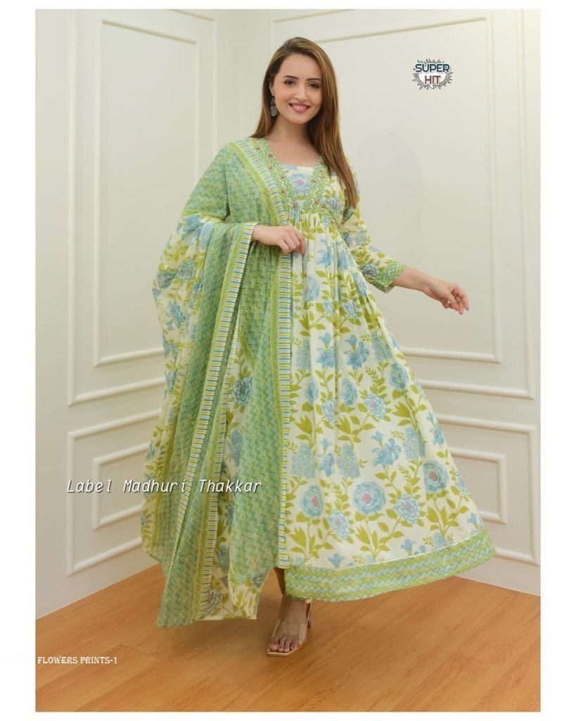 reyon cotton with beautiful fl 1712916508 Reyon cotton with Beautiful Flowers Prints Anarkali suit