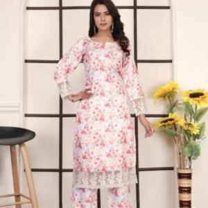 Reyon With Digital Printed Kurti With Bottom With Fancy Lace