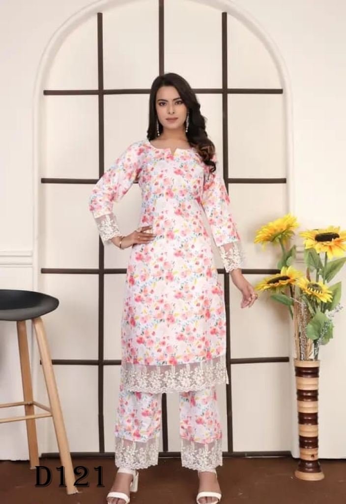 reyon with digital printed kur 1718885400 Reyon With Digital Printed Kurti With Bottom With Fancy Lace