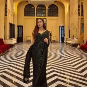 Rich Look Party Wear Black 5 MM Sequence Work Saree
