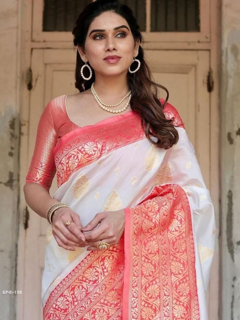 rich pallu jacquard work soft 1713511541 Rich Pallu Jacquard Work Soft lichi silk saree with beatiful Zahlar