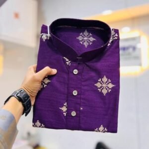 Rich Rook Men Purple Sequence Work Kurta Pajama Set