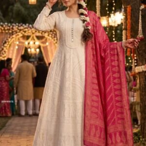 Roohaa Vol3 Chikankari Georgette Anarkali Suit Set with Dupatta