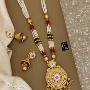 Round AD Kundan White Moti Pendal Set