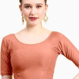 Round Neck Cotton Lycra Peach Blouse