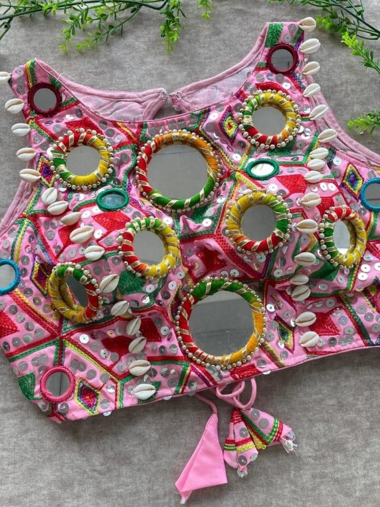 round neck navratri special re 1748591818 Round Neck Navratri Special Real Mirror Work Women Blouse