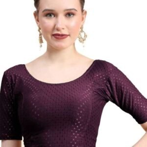 Round Neck Wine Stretchable Blouse