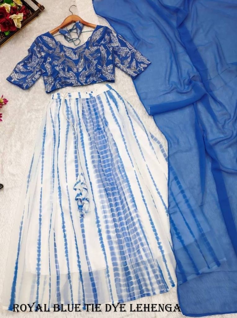 royal blue color tie dye georg 1716986643 Royal Blue Color Tie Dye Georgette Bridesmaid Lehenga