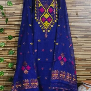Royal Blue Latest Dhakai Jamdani Two Piece Dress Material