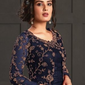 Royal Blue Sequence Work Pakistani unstitched Net Koti Suits