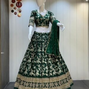 Royal Green Dolla Silk Sequins Work Lehenga