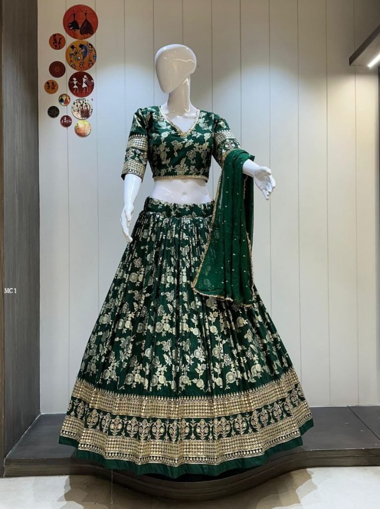 royal green dolla silk sequins 1765274424 Royal Green Dolla Silk Sequins Work Lehenga